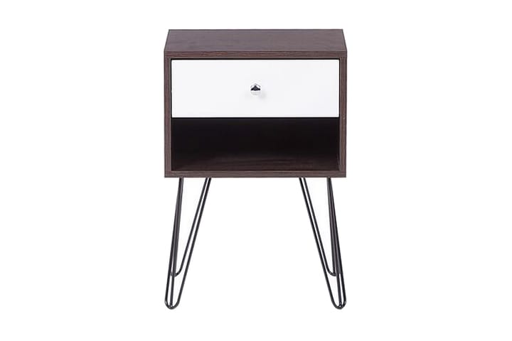 Yöpöytä Oltmans 40 cm Säilytyksellä Laatikko+Hylly - Tummanruskea/Valkoinen - Huonekalut - Pöydät & ruokailuryhmät - Apupöytä & sivupöytä - Yöpöytä