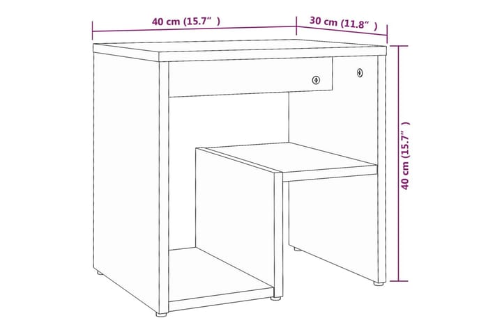 Yöpöytä ruskea tammi 40x30x40 cm tekninen puu - Ruskea - Huonekalut - Pöytä & ruokailuryhmä - Apupöytä & sivupöytä - Yöpöytä