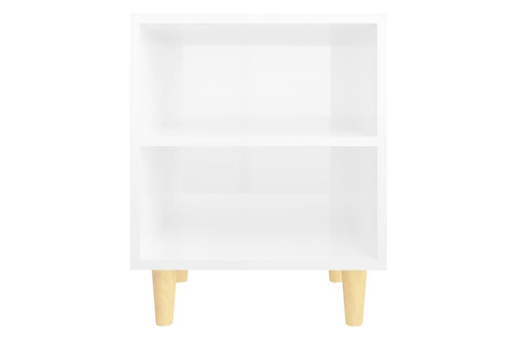 Yöpöytä täyspuisilla jaloilla korkeakiilto valk. 40x30x50 cm - Valkoinen - Huonekalut - Pöydät & ruokailuryhmät - Apupöytä & sivupöytä - Yöpöytä