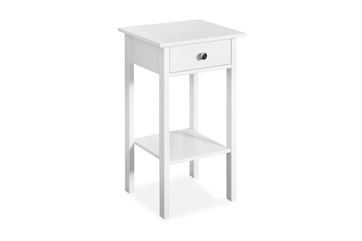 Yöpöytä Tolga 40 cm Säilytyksellä Laatikko+Hylly - Valkoinen - Huonekalut - Pöytä & ruokailuryhmä - Apupöytä & sivupöytä - Tarjotinpöytä & pikkupöytä