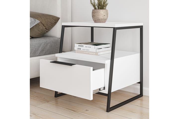 Yöpöytä Urgby 45x50 cm - Valkoinen - Huonekalut - Pöytä & ruokailuryhmä - Apupöytä & sivupöytä - Yöpöytä