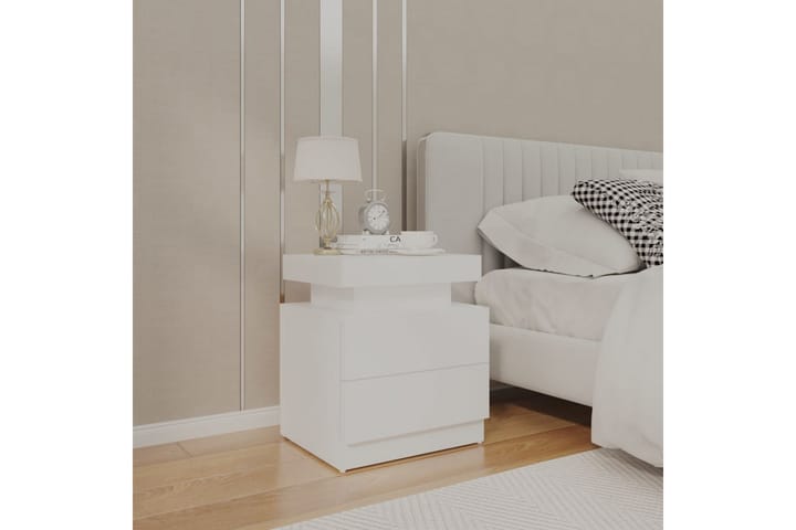 Yöpöytä valkoinen 45x35x52 cm lastulevy - Valkoinen - Huonekalut - Pöytä & ruokailuryhmä - Apupöytä & sivupöytä - Yöpöytä