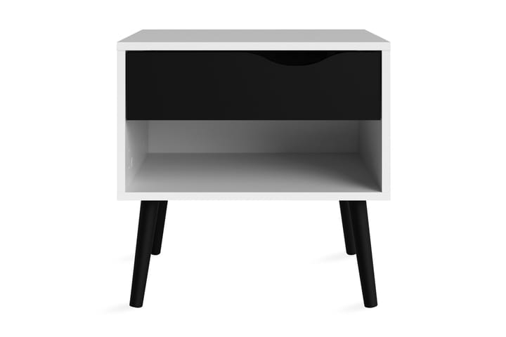 Yöpöytä Vasiliki 50 cm Säilytyksellä Laatikko+Hylly - Valkoinen/Musta - Huonekalut - Pöydät & ruokailuryhmät - Apupöytä & sivupöytä - Yöpöytä