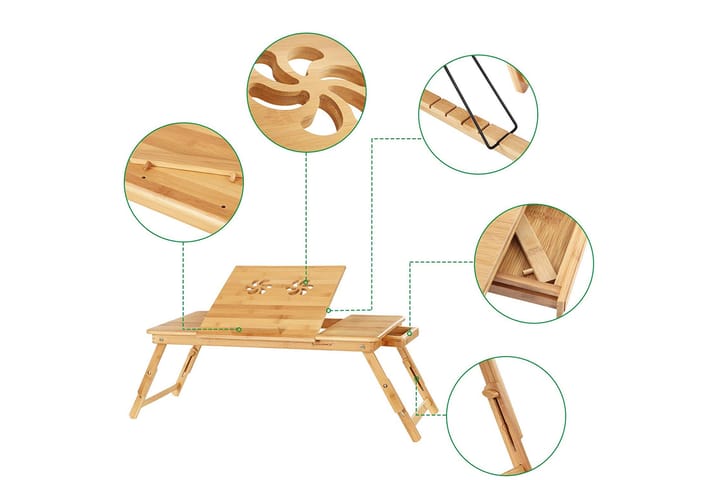 Läppäripöytä Traci 72 cm Bambu - Songmics - Huonekalut - Pöytä & ruokailuryhmä - Apupöytä & sivupöytä