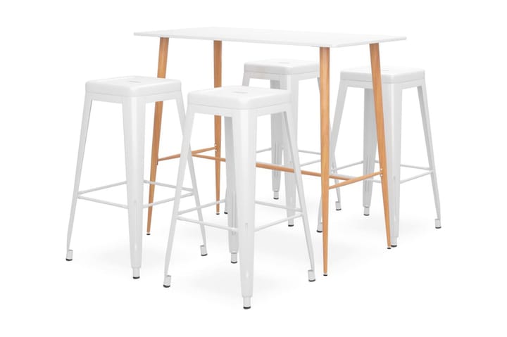 5-osainen baarisarja valkoinen - Valkoinen - Huonekalut - Pöytä & ruokailuryhmä - Baaripöydät & seisomapöydät