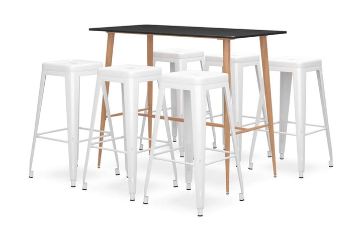 7-osainen baarisarja musta ja valkoinen - Musta - Huonekalut - Pöytä & ruokailuryhmä - Baaripöydät & seisomapöydät