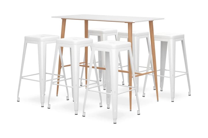 7-osainen baarisarja valkoinen - Valkoinen - Huonekalut - Pöytä & ruokailuryhmä - Baaripöydät & seisomapöydät