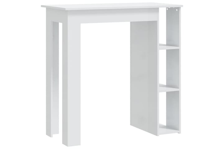 Baaripöytä hyllyllä korkeakiilto valk. 102x50x103,5cm lastul - Valkoinen - Huonekalut - Pöytä & ruokailuryhmä - Baaripöydät & seisomapöydät