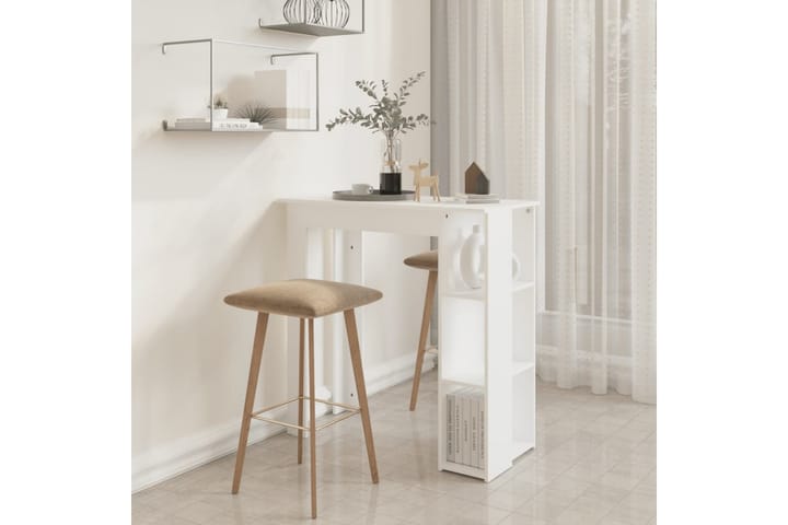 Baaripöytä hyllyllä valkoinen 102x50x103,5 cm lastulevy - Valkoinen - Huonekalut - Pöytä & ruokailuryhmä - Baaripöytä