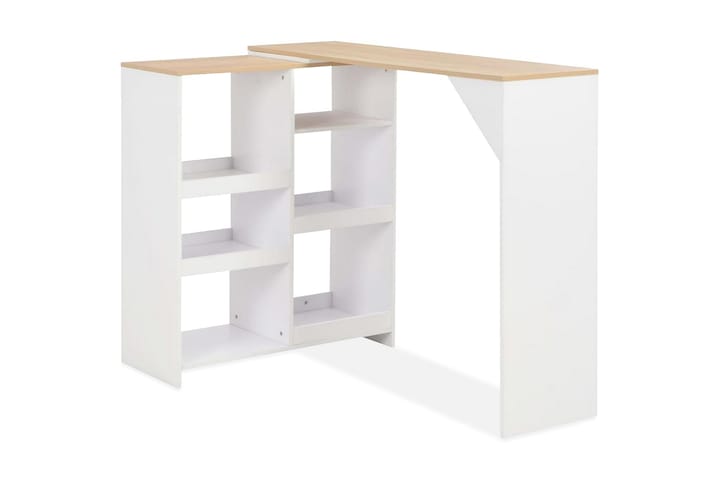 Baaripöytä siirrettävällä hyllyllä valkoinen 138x40x120 cm - Valkoinen - Huonekalut - Pöydät & ruokailuryhmät - Baaripöydät & seisomapöydät
