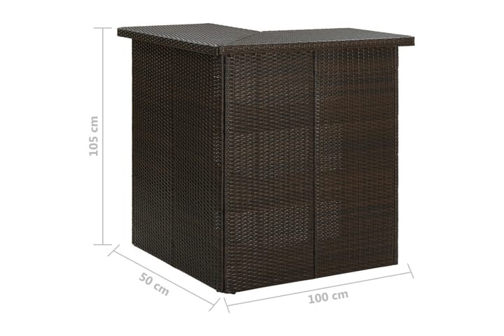 Kulmabaaripöytä ruskea 100x50x105 cm polyrottinki - Ruskea - Huonekalut - Pöytä & ruokailuryhmä - Baaripöydät & seisomapöydät