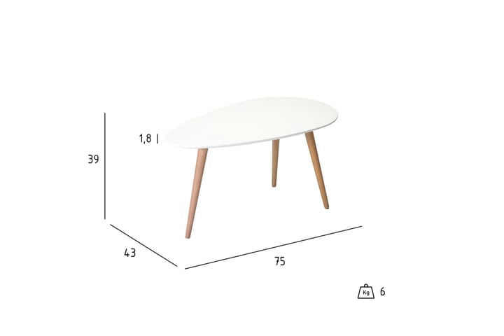 Sivupöytä Maiara 75 cm Ovaali - Valkoinen/Puu - Huonekalut - Pöydät - Lamppupöydät & sivupöydät