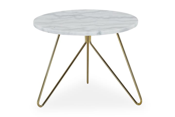 Sivupöytä Sisko 45 cm Pyöreä Marmori - Valkoinen/Messinki - Huonekalut - Pöydät & ruokailuryhmät - Sohvapöytä