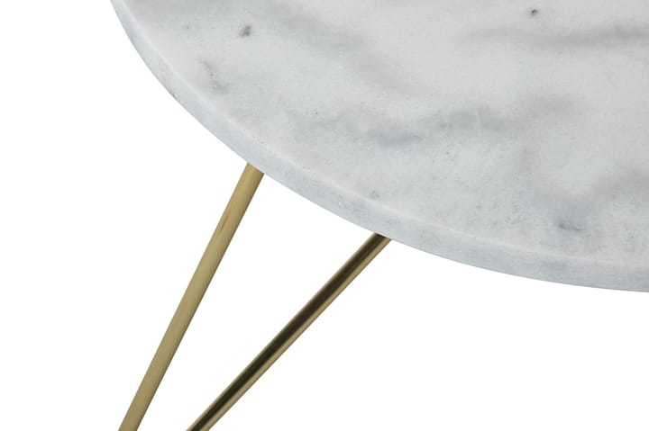 Sivupöytä Sisko 45 cm Pyöreä Marmori - Valkoinen/Messinki - Huonekalut - Pöydät & ruokailuryhmät - Marmoripöydät