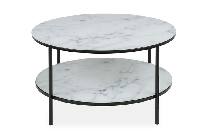 Sohvapöytä Alisma 80 cm Pyöreä - Valkoinen/Musta/Harmaa - Huonekalut - Pöydät - Marmoripöydät