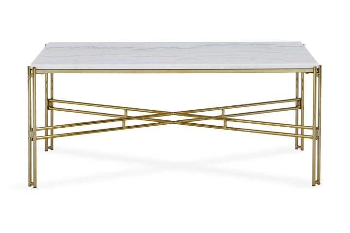 Sohvapöytä Sisko 110 cm Marmori - Valkoinen/Messinki - Huonekalut - Pöydät - Marmoripöydät