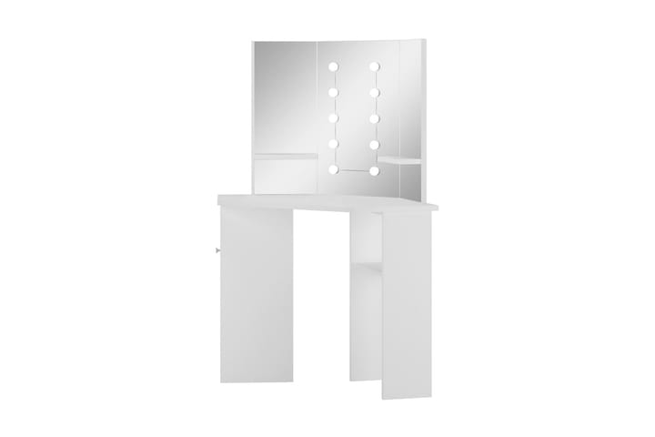 Kulmameikkipöytä LED-valoilla valkoinen - Huonekalut - Pöytä & ruokailuryhmä - Meikki- & kampauspöydät