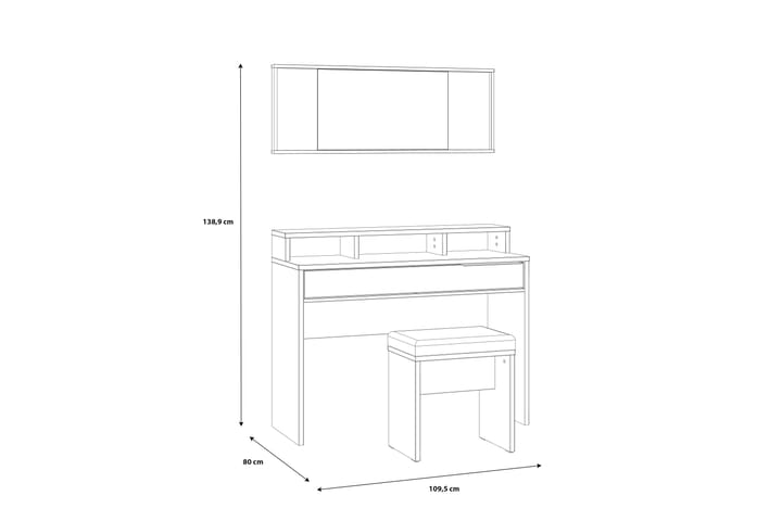 Sminkbord Yundola 110 cm - Ruskea/Musta - Huonekalut - Pöytä & ruokailuryhmä - Meikki- & kampauspöydät