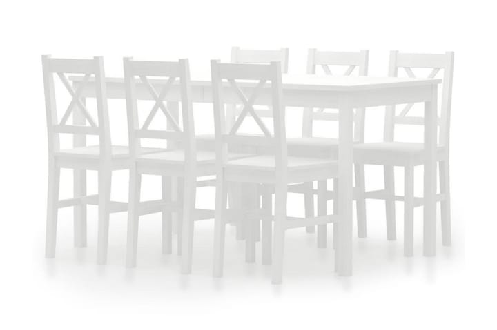 7-osainen ruokailuryhmä mänty valkoinen - Valkoinen - Huonekalut - Pöydät & ruokailuryhmät - Ruokailuryhmä