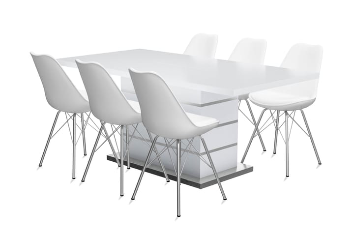 Malibu Jatkettava Ruokapöytä 120 cm sis. 4 Shell Tuolia - Huonekalut - Pöytä & ruokailuryhmä - Ruokailuryhmä