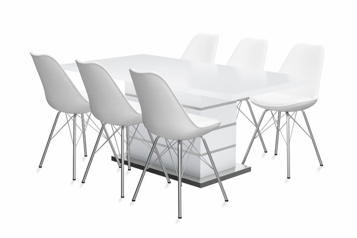 Malibu Jatkettava Ruokapöytä 180 cm sis. 6 Shell Tuolia - Huonekalut - Pöytä & ruokailuryhmä - Ruokailuryhmä