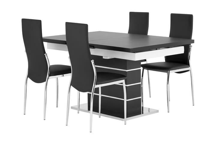 Pöytä Mueller 140 Musta/Valk + 4 Lagan tuolia Musta