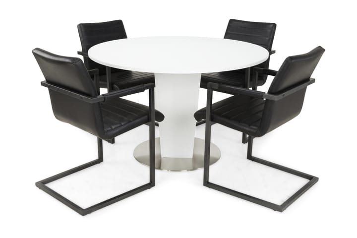 Ruokailuryhmä Blocco 120 cm 4 Dutch tuolia - Valkoinen/Musta - Huonekalut - Pöytä & ruokailuryhmä - Ruokailuryhmä