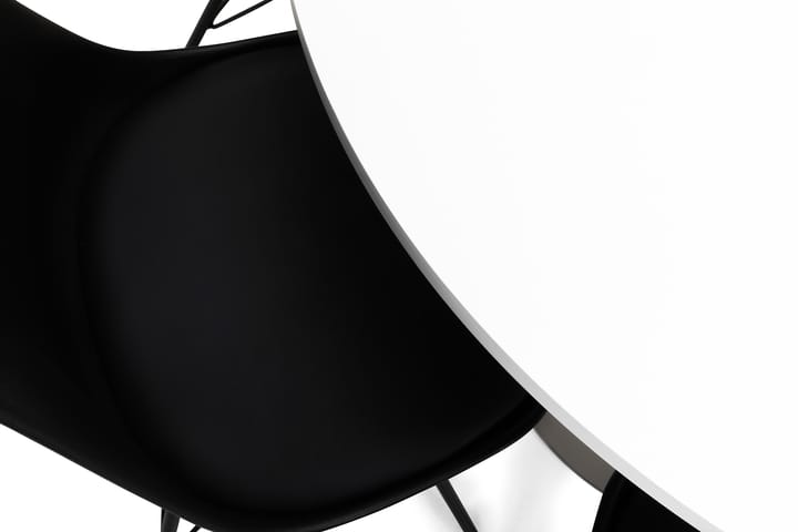Ruokailuryhmä Blocco 120 cm Pyöreä 6 Scale Tuolia - Valkoinen/Musta PU/Musta - Huonekalut - Pöytä & ruokailuryhmä - Ruokailuryhmä