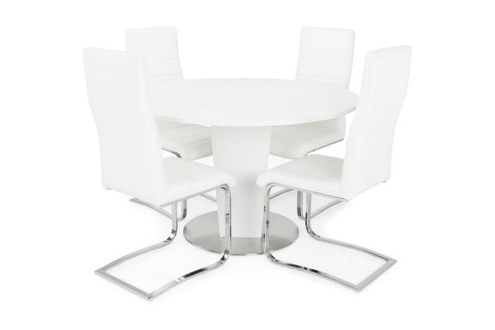 Ruokailuryhmä Blocco 120 cm Valkoinen - 4 Jack tuolia - Huonekalut - Pöydät & ruokailuryhmät - Ruokailuryhmä