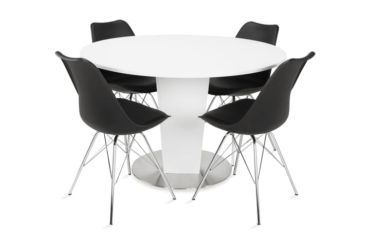 Ruokailuryhmä Blocco 120 cm Valkoinen/musta - 4 Scale tuolia - Huonekalut - Pöydät & ruokailuryhmät - Ruokailuryhmä