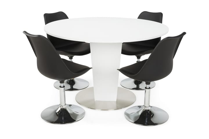 Ruokailuryhmä Blocco 120 cm Valkoinen/musta - 4 Vincent tuolia - Huonekalut - Pöydät & ruokailuryhmät - Ruokailuryhmä