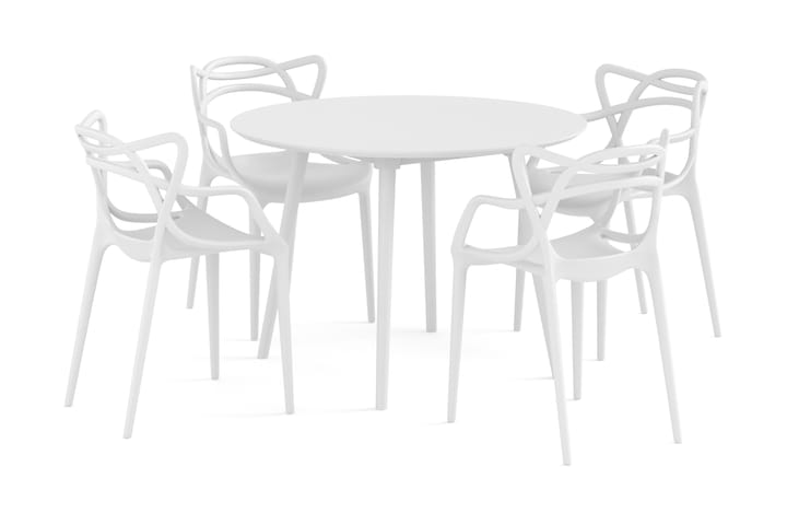 Ruokailuryhmä Carcea 106 cm Pyöreä sis 4 Daye tuolia - Valkoinen - Huonekalut - Pöytä & ruokailuryhmä - Ruokailuryhmä
