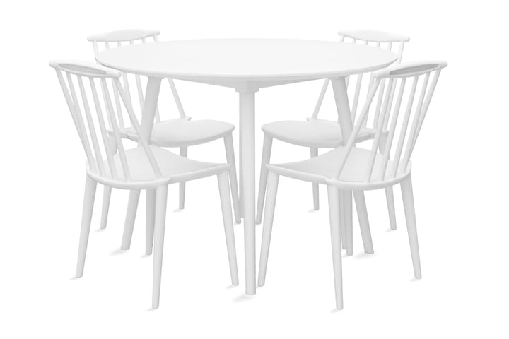 Ruokailuryhmä Carcea 106 cm Pyöreä sis 4 Reule tuolia - Valkoinen - Huonekalut - Pöytä & ruokailuryhmä - Ruokailuryhmä
