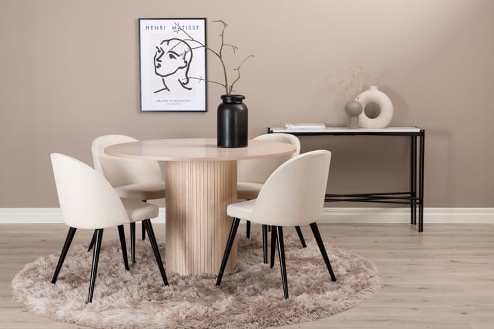 Ruokailuryhmä Cinaba 110 cm Pyöreä sis 4 Chantor tuolia - Beige/Musta - Huonekalut - Pöytä & ruokailuryhmä - Ruokailuryhmä