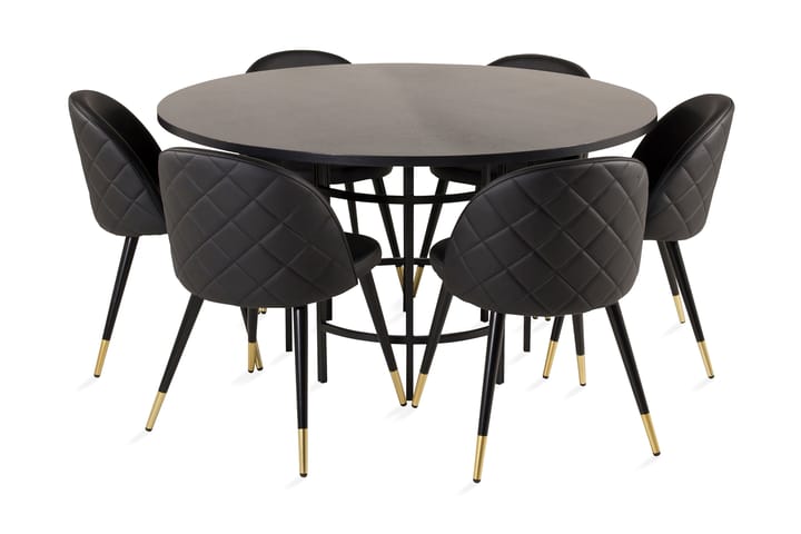 Ruokailuryhmä Copenhagen 6 Chantor tuolia Messinki/Musta - Furniture Fashion - Huonekalut - Pöytä & ruokailuryhmä - Ruokailuryhmä