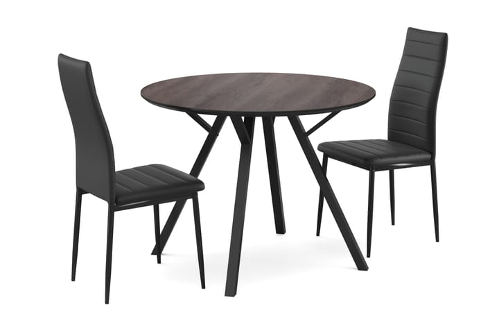 Ruokailuryhmä Cress 100 cm Pyöreä sis 2 Fred tuolia - Musta/Ruskea - Huonekalut - Pöytä & ruokailuryhmä - Ruokailuryhmä