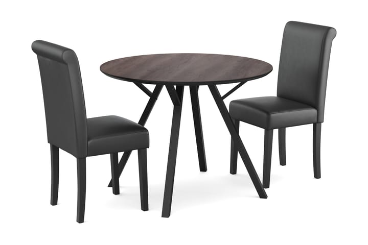Ruokailuryhmä Cress 100 cm Pyöreä sis 2 Hofdane tuolia - Musta/Ruskea - Huonekalut - Pöytä & ruokailuryhmä - Ruokailuryhmä