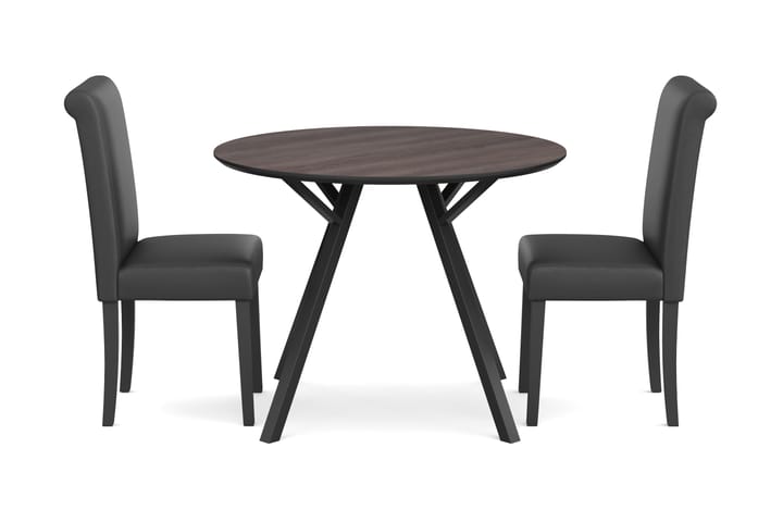 Ruokailuryhmä Cress 100 cm Pyöreä sis 2 Hofdane tuolia - Musta/Ruskea - Huonekalut - Pöytä & ruokailuryhmä - Ruokailuryhmä