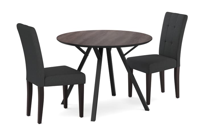 Ruokailuryhmä Cress 100 cm Pyöreä sis 2 Leo tuolia - Tummanharm/Tummanruskea/Musta - Huonekalut - Pöytä & ruokailuryhmä - Ruokailuryhmä