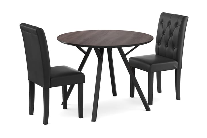 Ruokailuryhmä Cress 100 cm Pyöreä sis 2 Sonnarp tuolia - Musta/Ruskea - Huonekalut - Pöytä & ruokailuryhmä - Ruokailuryhmä
