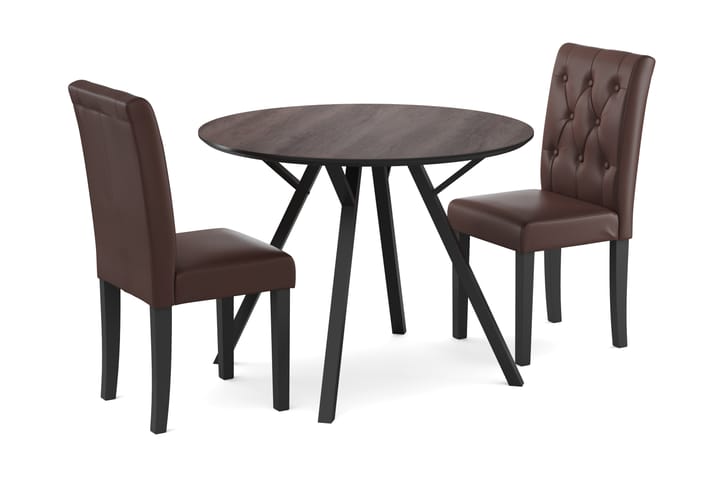 Ruokailuryhmä Cress 100 cm Pyöreä sis 2 Sonnarp tuolia - Ruskea/Musta - Huonekalut - Pöytä & ruokailuryhmä - Ruokailuryhmä