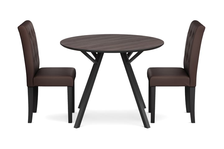 Ruokailuryhmä Cress 100 cm Pyöreä sis 2 Sonnarp tuolia - Ruskea/Musta - Huonekalut - Pöytä & ruokailuryhmä - Ruokailuryhmä