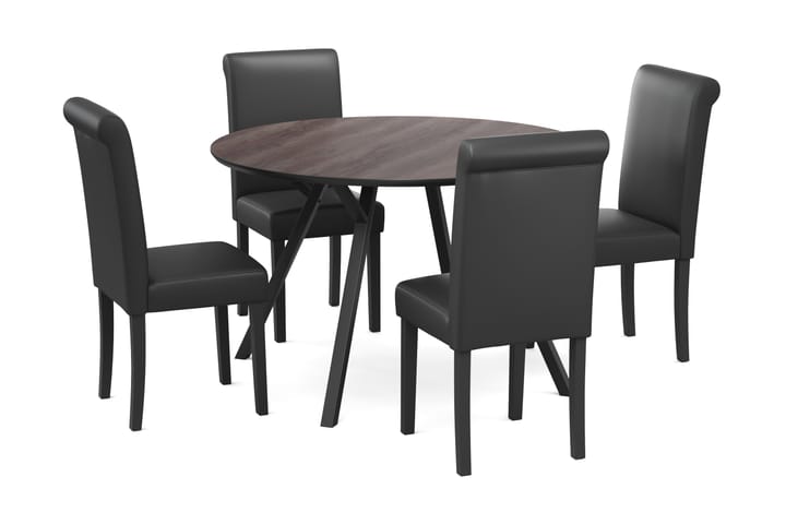Ruokailuryhmä Cress 120 cm Pyöreä sis 4 Hofdane tuolia - Musta/Ruskea - Huonekalut - Pöytä & ruokailuryhmä - Ruokailuryhmä