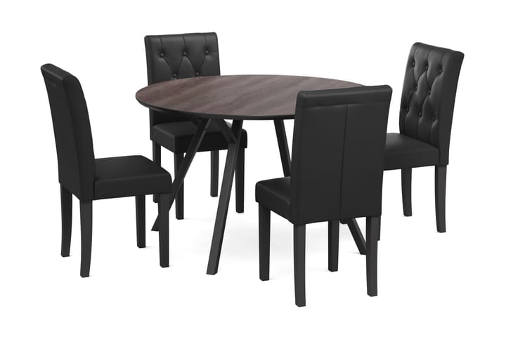 Ruokailuryhmä Cress 120 cm Pyöreä sis 4 Sonnarp tuolia - Musta/Ruskea - Huonekalut - Pöytä & ruokailuryhmä - Ruokailuryhmä