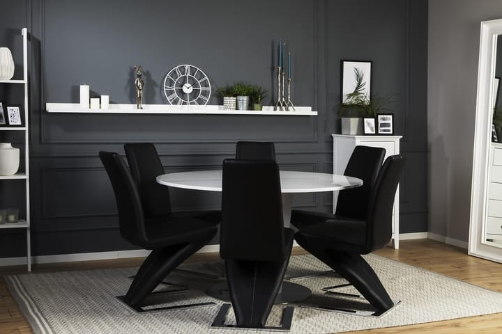 Ruokailuryhmä Diadema 6 Hugo tuolia - Musta/Kromi - Huonekalut - Pöytä & ruokailuryhmä - Ruokailuryhmä