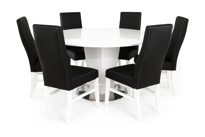 Ruokailuryhmä Diadema 6 Max tuolia - Valkoinen/Musta - Huonekalut - Pöytä & ruokailuryhmä - Ruokailuryhmä