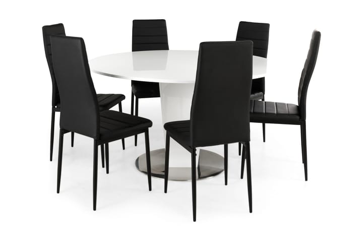 Ruokailuryhmä Diadema Pyöreä 6 Fred tuolia - Valkoinen/Musta - Huonekalut - Pöytä & ruokailuryhmä - Ruokailuryhmä