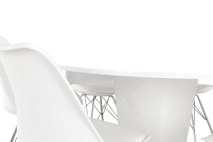 Ruokailuryhmä Diadema Pyöreä 6 Scale tuolia - Valkoinen/Valkoinen PU/Kromi - Huonekalut - Pöytä & ruokailuryhmä - Ruokailuryhmä