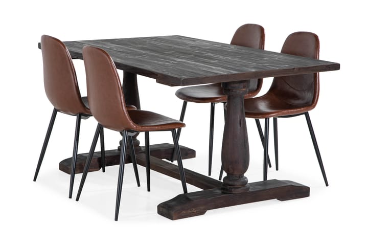 Ruokailuryhmä Dijon 160 cm 4 tuolia - Ruskea - Huonekalut - Pöydät & ruokailuryhmät - Ruokailuryhmä