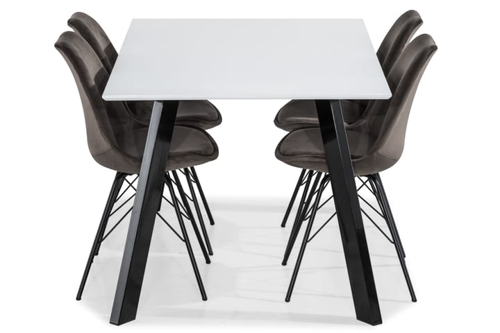 Ruokailuryhmä Eli 150 cm 4 Scale tuolia Sametti - Valkoinen/Musta/Harmaa - Huonekalut - Pöytä & ruokailuryhmä - Ruokailuryhmä